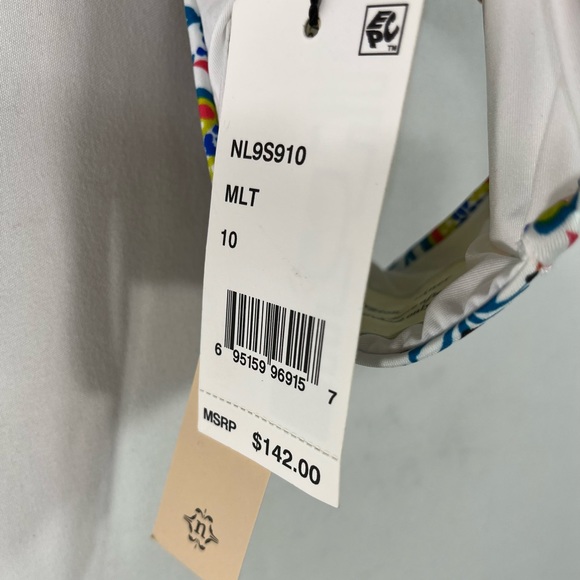 NWT Nanette Lepore Patchwork Goddess one piece swimsuit with key hole front open - Picture 8 of 10